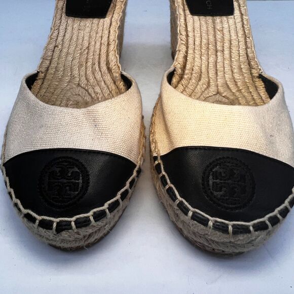 Tory Burch Sandal Women 8M Wedge Espadrilles Ankle Strap Color Block Cruise + - Picture 12 of 16
